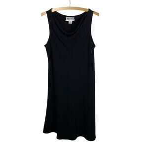 S.L. Fashions Vintage Black Draped Neck Sleeveless Sheath Dress Size 14